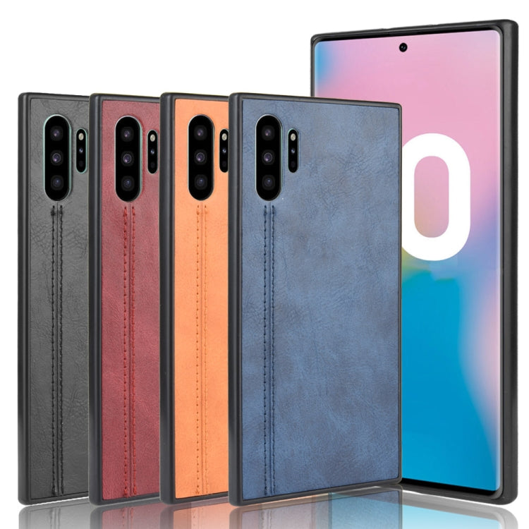 For Samsung Galaxy Note10+/Note10 Plus Shockproof Sewing Cow Pattern Skin PC + PU + TPU Case