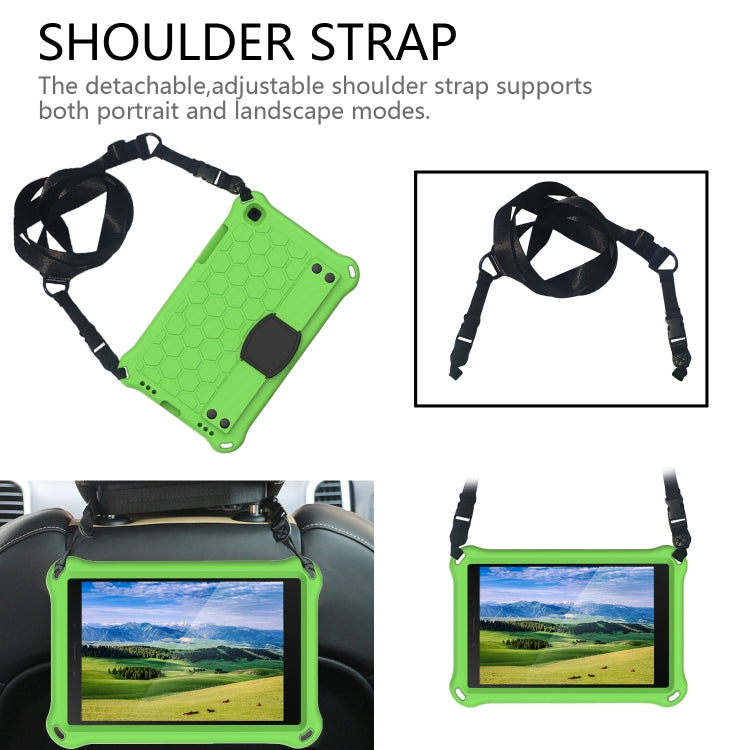 For  Galaxy Tab A8.0 T290 / T295（2019） Honeycomb Design EVA + PC Four Corner Anti Falling Flat Protective Shell With Straps