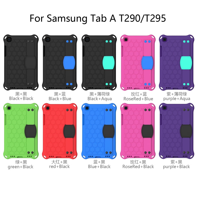 For  Galaxy Tab A8.0 T290 / T295（2019） Honeycomb Design EVA + PC Four Corner Anti Falling Flat Protective Shell With Straps