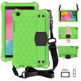 For  Galaxy Tab A8.0 T290 / T295（2019） Honeycomb Design EVA + PC Four Corner Anti Falling Flat Protective Shell With Straps