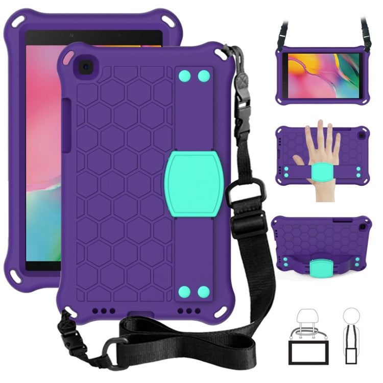 For  Galaxy Tab A8.0 T290 / T295（2019） Honeycomb Design EVA + PC Four Corner Anti Falling Flat Protective Shell With Straps