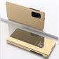 For Galaxy S11 Plated Mirror Left and Right Flip Cover with Stand Mobile Phone Holster