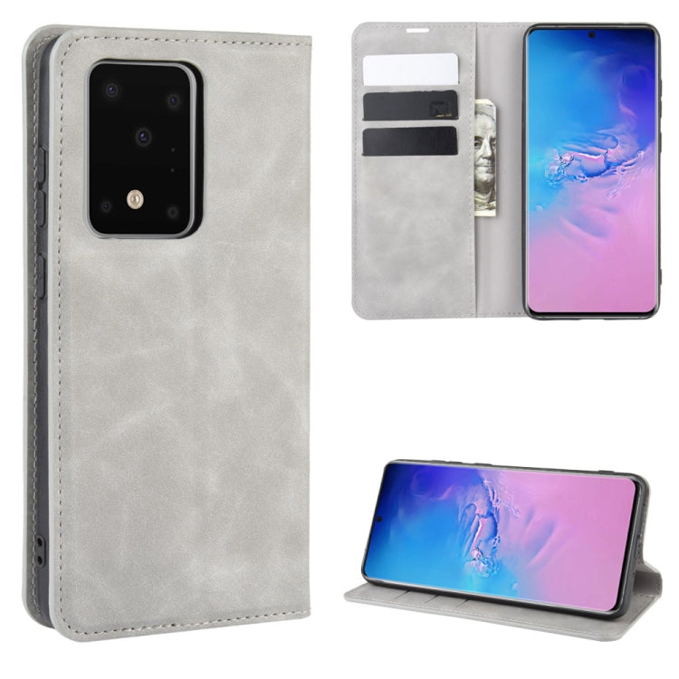 For Galaxy S11 Plus Retro-skin Business Magnetic Suction Leather Case with Holder & Card Slots & Wallet