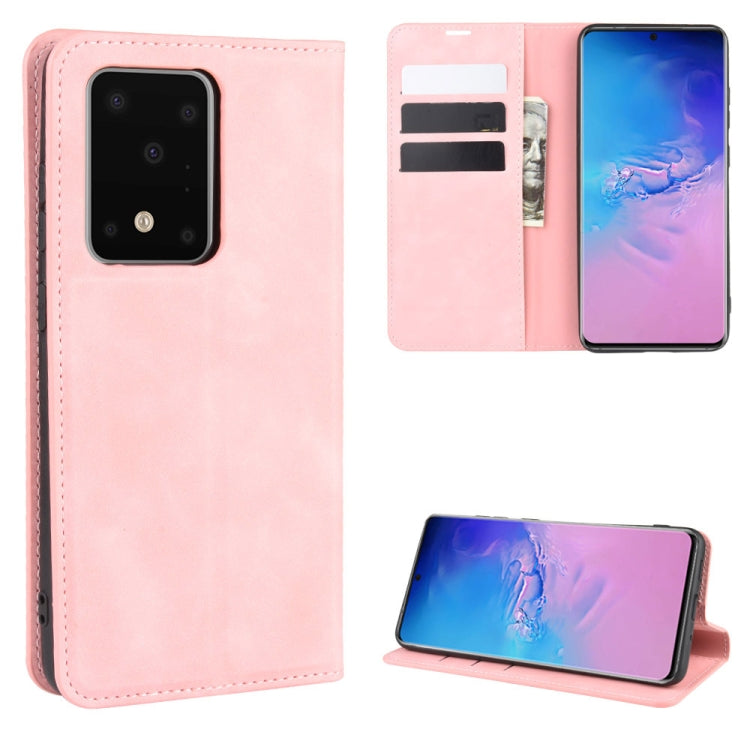 For Galaxy S11 Plus Retro-skin Business Magnetic Suction Leather Case with Holder & Card Slots & Wallet