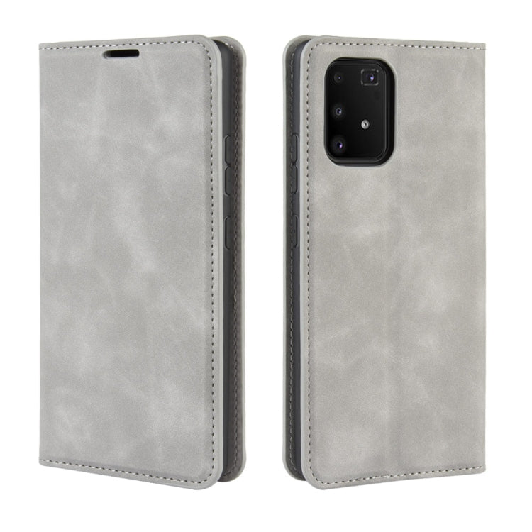 For Galaxy A91 / M80s / S10 Lite Retro-skin Business Magnetic Suction Leather Case with Holder & Card Slots & Wallet