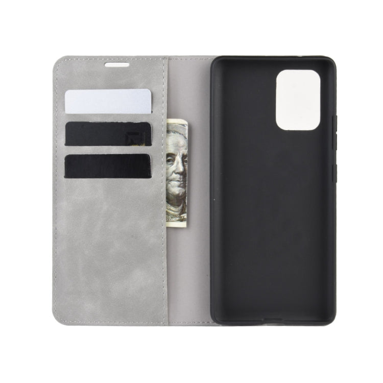For Galaxy A91 / M80s / S10 Lite Retro-skin Business Magnetic Suction Leather Case with Holder & Card Slots & Wallet