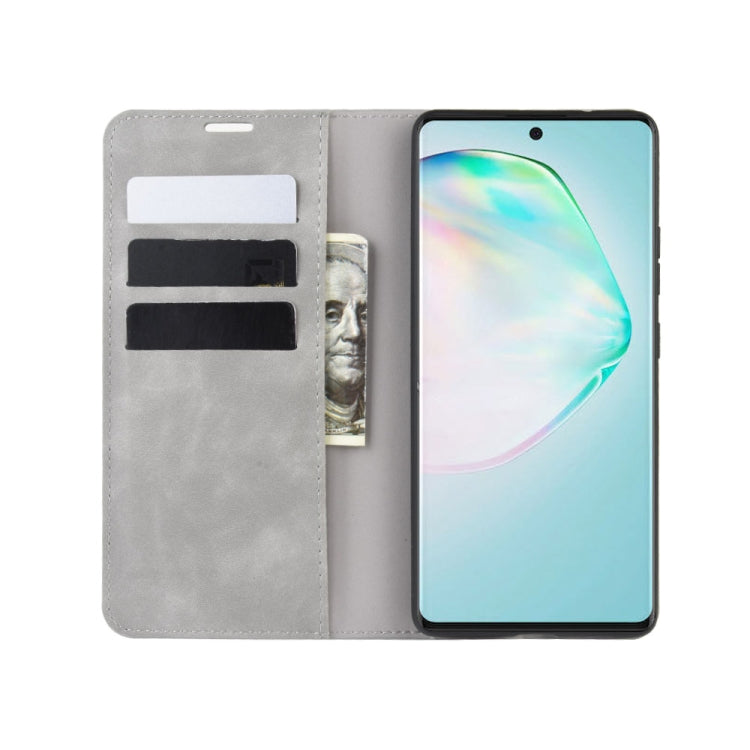 For Galaxy A91 / M80s / S10 Lite Retro-skin Business Magnetic Suction Leather Case with Holder & Card Slots & Wallet