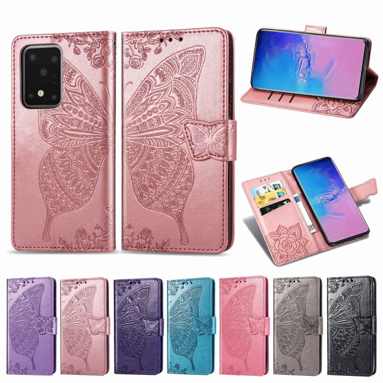 For Samsung Galaxy S11 Plus Butterfly Love Flower Embossed Horizontal Flip Leather Case with Bracket / Card Slot / Wallet / Lanyard