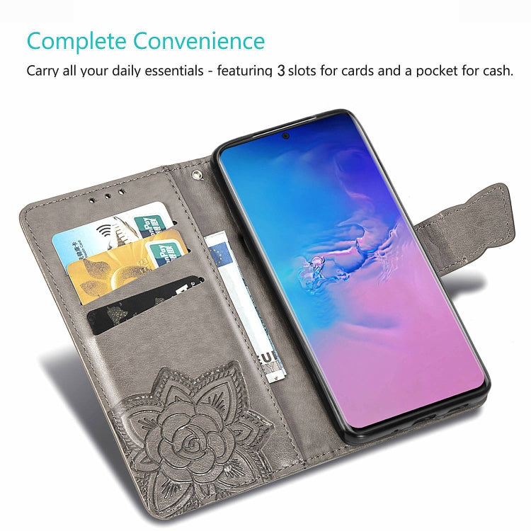 For Samsung Galaxy S11 Plus Butterfly Love Flower Embossed Horizontal Flip Leather Case with Bracket / Card Slot / Wallet / Lanyard
