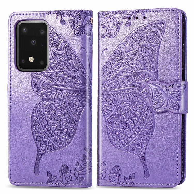 For Samsung Galaxy S11 Plus Butterfly Love Flower Embossed Horizontal Flip Leather Case with Bracket / Card Slot / Wallet / Lanyard