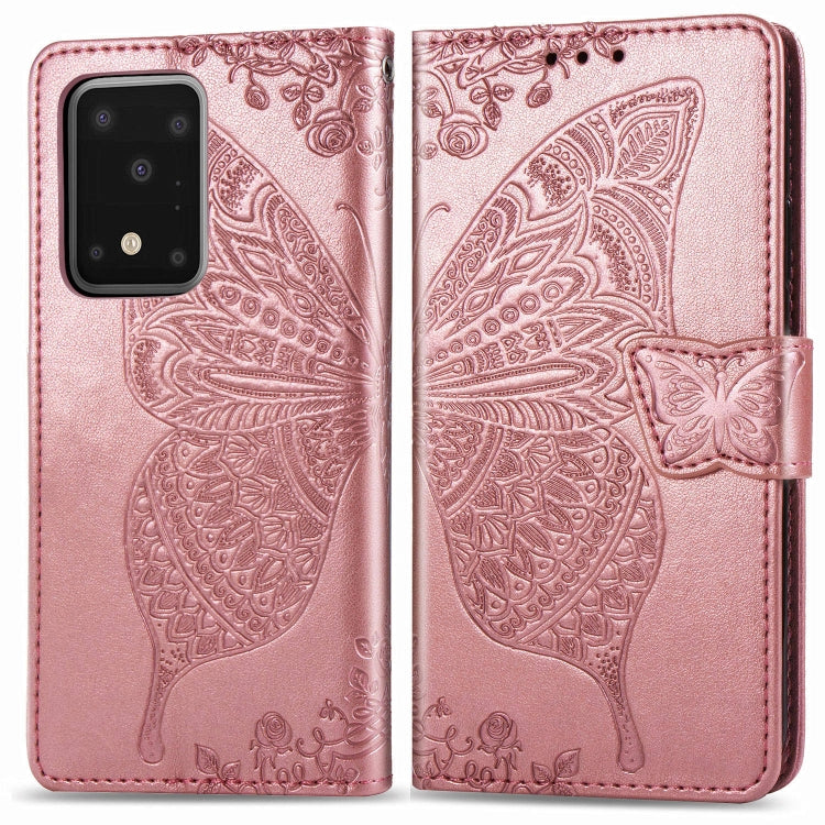 For Samsung Galaxy S11 Plus Butterfly Love Flower Embossed Horizontal Flip Leather Case with Bracket / Card Slot / Wallet / Lanyard