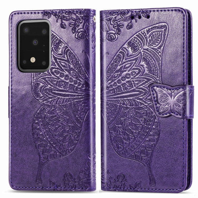 For Samsung Galaxy S11 Plus Butterfly Love Flower Embossed Horizontal Flip Leather Case with Bracket / Card Slot / Wallet / Lanyard