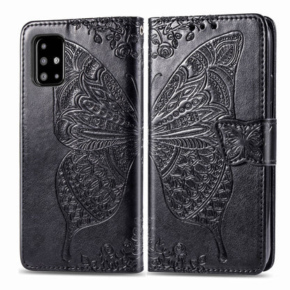 For Galaxy A71 Butterfly Love Flower Embossed Horizontal Flip Leather Case with Bracket / Card Slot / Wallet / Lanyard