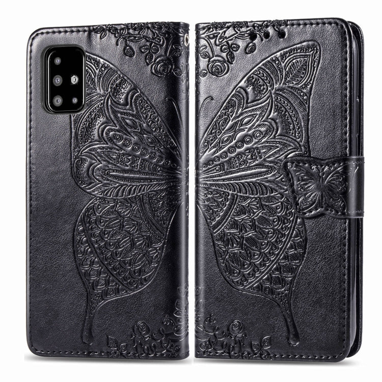 For Galaxy A71 Butterfly Love Flower Embossed Horizontal Flip Leather Case with Bracket / Card Slot / Wallet / Lanyard