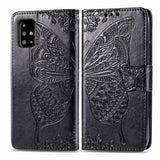 For Galaxy A71 Butterfly Love Flower Embossed Horizontal Flip Leather Case with Bracket / Card Slot / Wallet / Lanyard