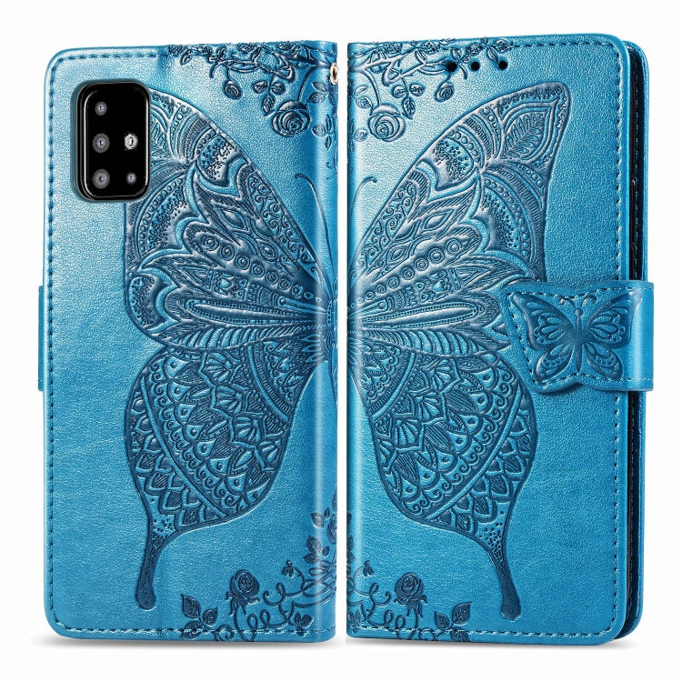 For Galaxy A71 Butterfly Love Flower Embossed Horizontal Flip Leather Case with Bracket / Card Slot / Wallet / Lanyard