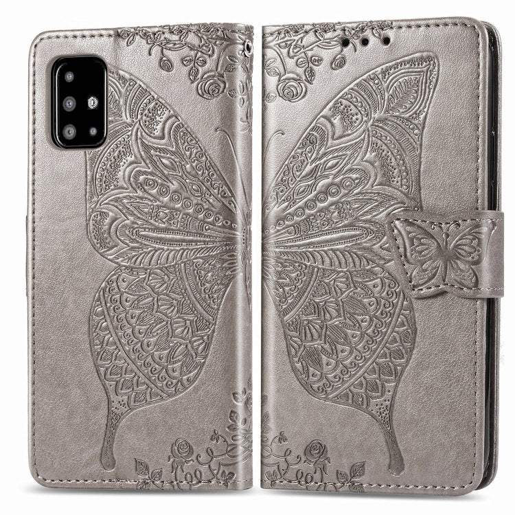 For Galaxy A71 Butterfly Love Flower Embossed Horizontal Flip Leather Case with Bracket / Card Slot / Wallet / Lanyard