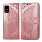 For Galaxy A71 Butterfly Love Flower Embossed Horizontal Flip Leather Case with Bracket / Card Slot / Wallet / Lanyard