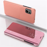 For Galaxy M60S / A81 / Note 10 Lite  Plated Mirror Left and Right Flip Cover with Stand Mobile Phone Holster