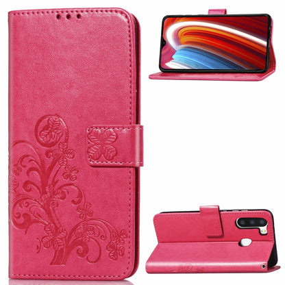 Lucky Clover Pressed Flowers Pattern Leather Case with Holder & Card Slots & Wallet & Hand Strap