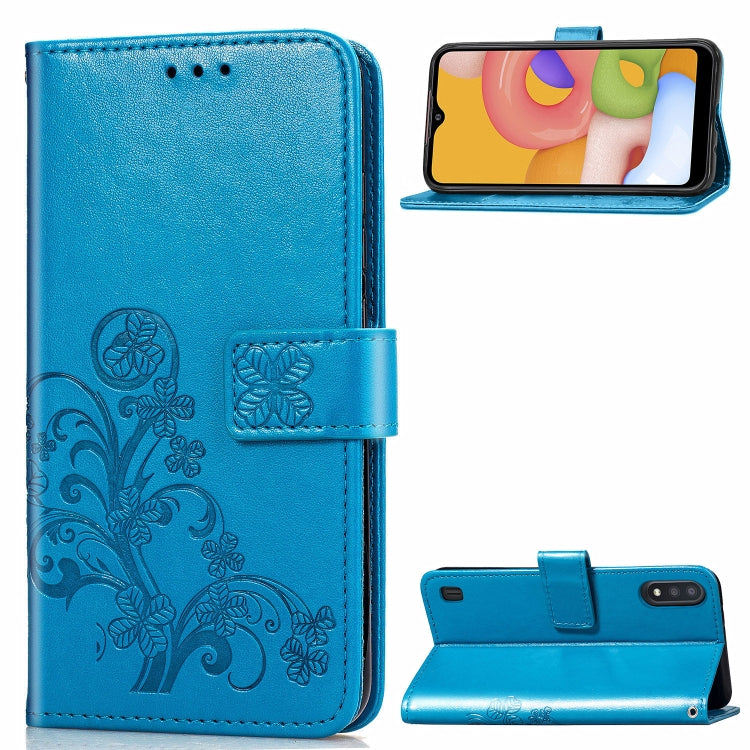 Lucky Clover Pressed Flowers Pattern Leather Case with Holder & Card Slots & Wallet & Hand Strap