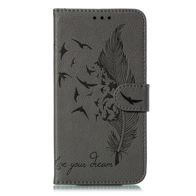Litchi Texture Feather Embossing Horizontal Flip PU Leather Case with Holder & Card Slots & Wallet & Photo Frame & Lanyard