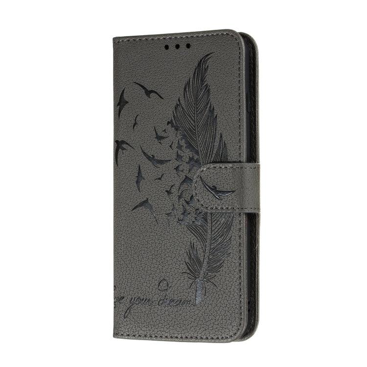 Litchi Texture Feather Embossing Horizontal Flip PU Leather Case with Holder & Card Slots & Wallet & Photo Frame & Lanyard