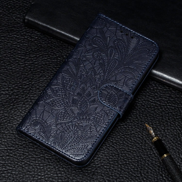 Lace Flower Embossing Pattern Horizontal Flip PU Leather Case with Holder & Card Slots & Wallet & Photo Frame & Lanyard