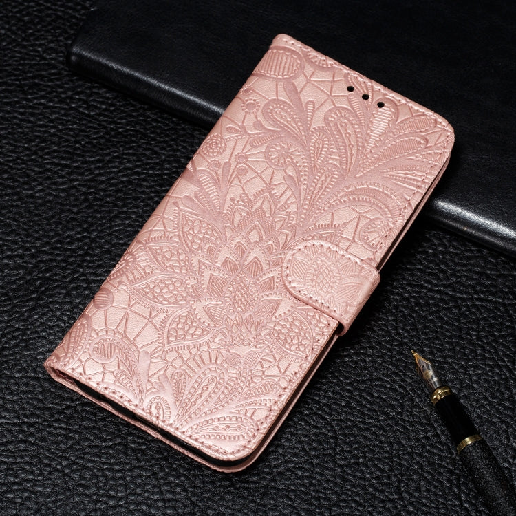 Lace Flower Embossing Pattern Horizontal Flip PU Leather Case with Holder & Card Slots & Wallet & Photo Frame & Lanyard