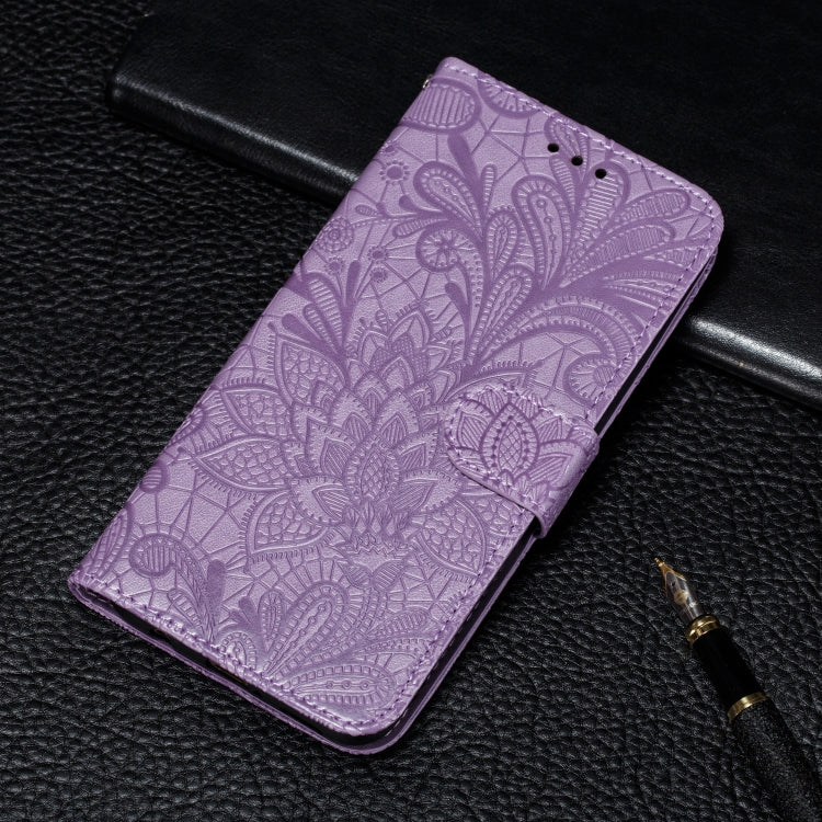 Lace Flower Embossing Pattern Horizontal Flip PU Leather Case with Holder & Card Slots & Wallet & Photo Frame & Lanyard