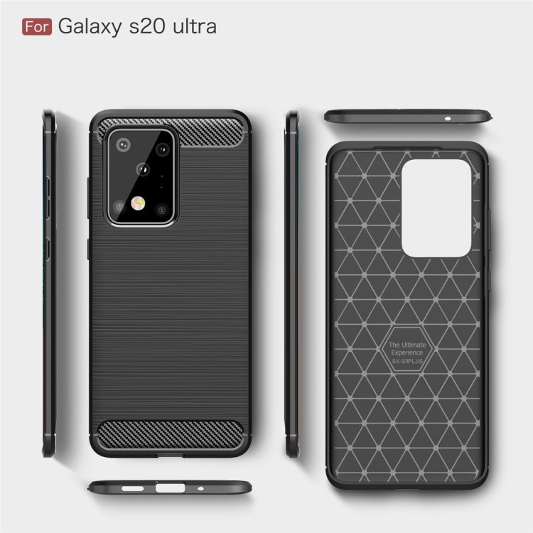 For Galaxy S20 Ultra Brushed Texture Carbon Fiber TPU Case