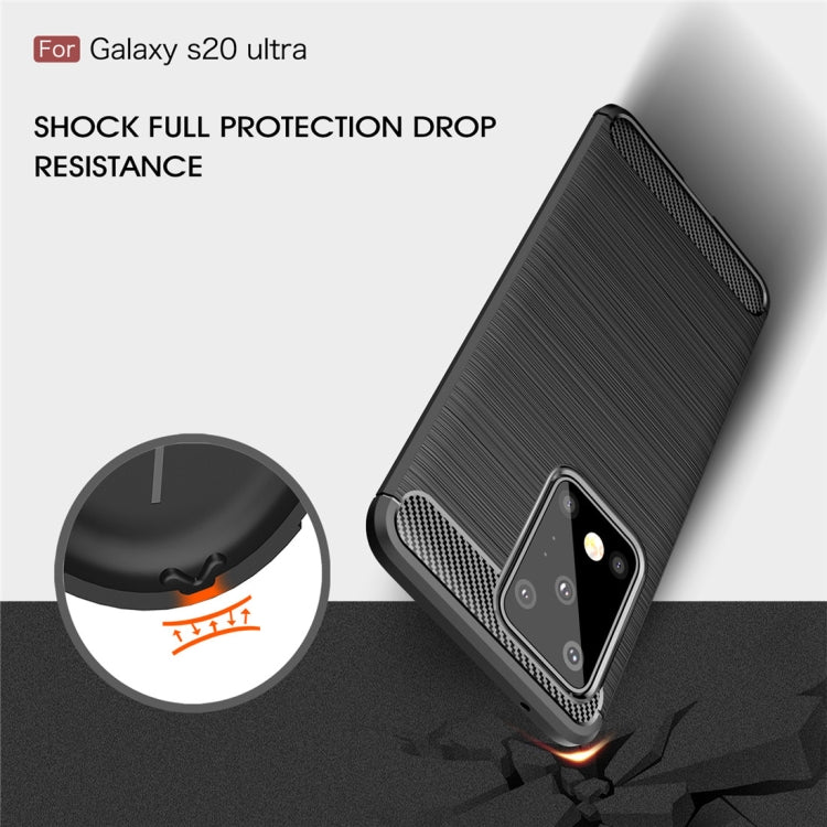 For Galaxy S20 Ultra Brushed Texture Carbon Fiber TPU Case