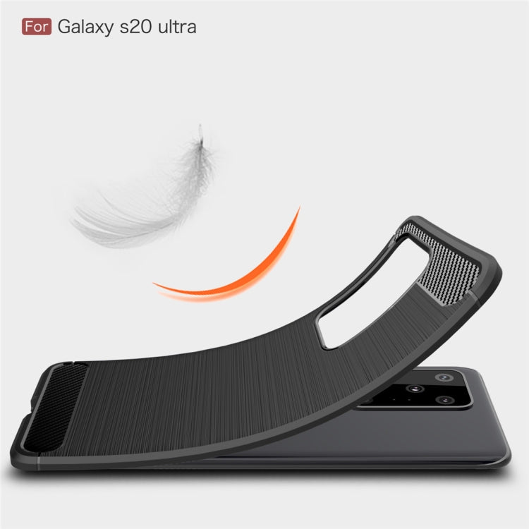 For Galaxy S20 Ultra Brushed Texture Carbon Fiber TPU Case