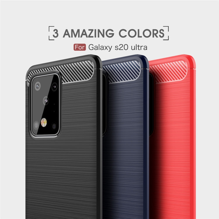 For Galaxy S20 Ultra Brushed Texture Carbon Fiber TPU Case