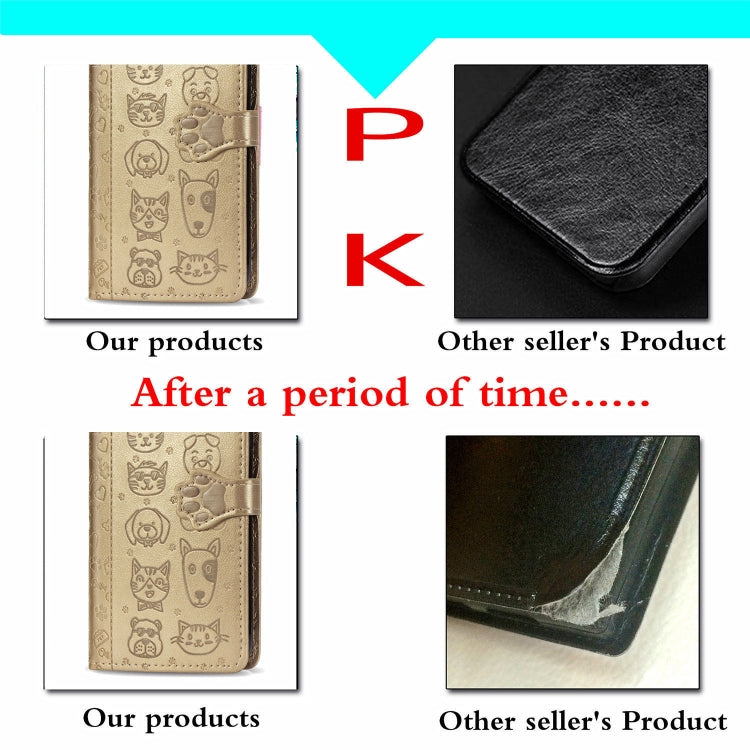 For Galaxy S20 Plus Cute Cat and Dog Embossed Horizontal Flip Leather Case with Bracket / Card Slot / Wallet / Lanyard