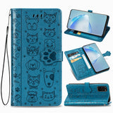For Galaxy S20 Plus Cute Cat and Dog Embossed Horizontal Flip Leather Case with Bracket / Card Slot / Wallet / Lanyard