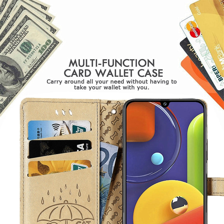 For Galaxy A70/A70S Cute Cat and Dog Embossed Horizontal Flip Leather Case with Bracket / Card Slot / Wallet / Lanyard