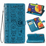 For Galaxy A70/A70S Cute Cat and Dog Embossed Horizontal Flip Leather Case with Bracket / Card Slot / Wallet / Lanyard