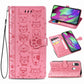 For Galaxy A40 Cute Cat and Dog Embossed Horizontal Flip Leather Case with Bracket / Card Slot / Wallet / Lanyard