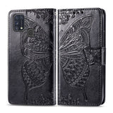 For Galaxy M31 Butterfly Love Flower Embossed Horizontal Flip Leather Case with Bracket / Card Slot / Wallet / Lanyard