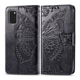 For Galaxy A41 Butterfly Love Flower Embossed Horizontal Flip Leather Case with Bracket / Card Slot / Wallet / Lanyard