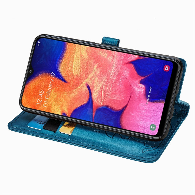 For Galaxy A10 Cute Cat and Dog Embossed Horizontal Flip Leather Case with Bracket / Card Slot / Wallet / Lanyard