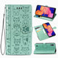 For Galaxy A10 Cute Cat and Dog Embossed Horizontal Flip Leather Case with Bracket / Card Slot / Wallet / Lanyard