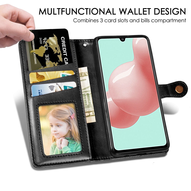 For Galaxy A41 Retro Solid Color Leather Buckle Phone Case with Lanyard & Photo Frame & Card Slot & Wallet & Stand Function