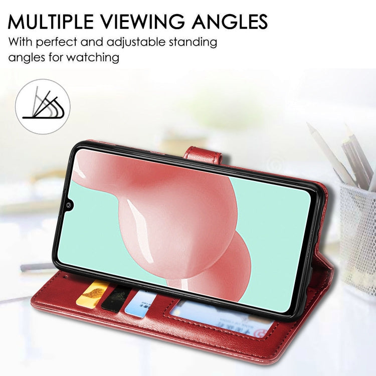 For Galaxy A41 Retro Solid Color Leather Buckle Phone Case with Lanyard & Photo Frame & Card Slot & Wallet & Stand Function