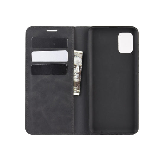 For Galaxy A31 Retro-skin Business Magnetic Suction Leather Case with Holder & Card Slots & Wallet