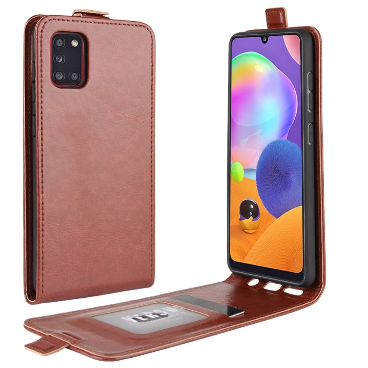 For Galaxy A31 R64 Texture Single Vertical Flip Leather Protective Case with Card Slots & Photo Frame