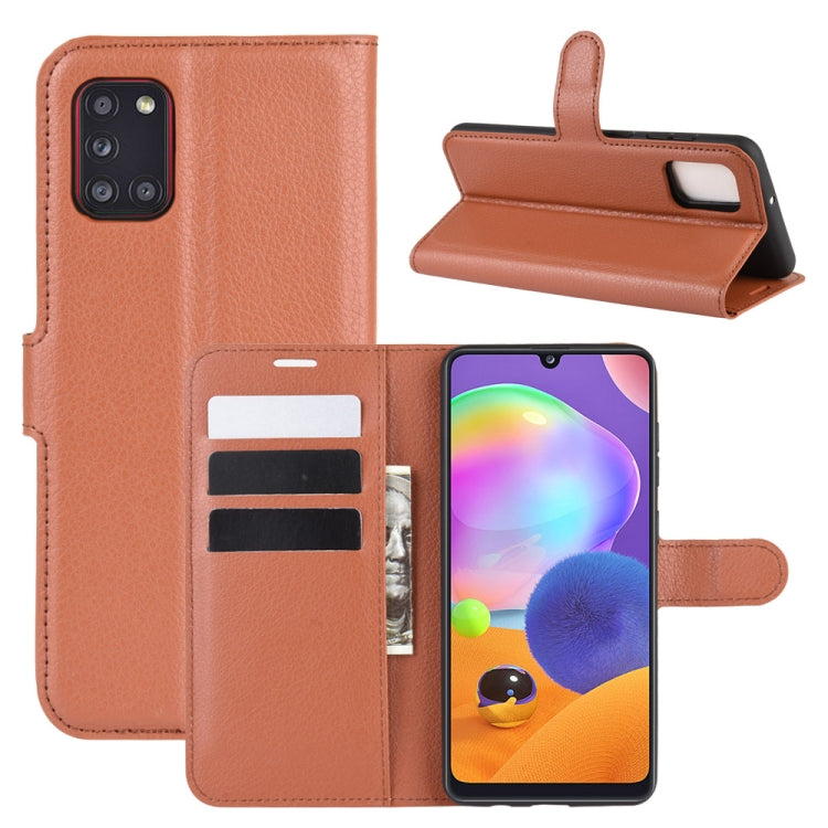 For Galaxy A31 Litchi Texture Horizontal Flip Protective Case with Holder & Card Slots & Wallet