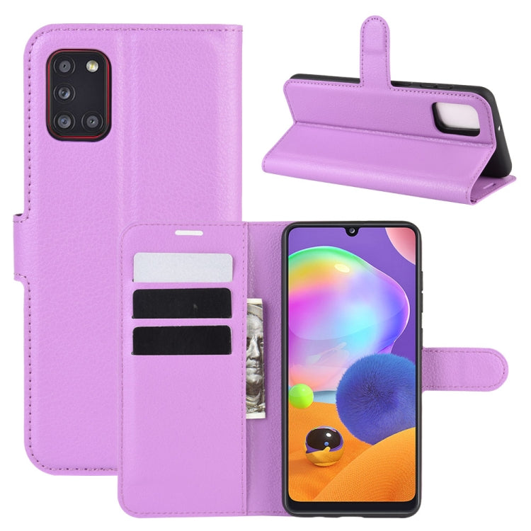 For Galaxy A31 Litchi Texture Horizontal Flip Protective Case with Holder & Card Slots & Wallet