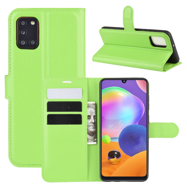 For Galaxy A31 Litchi Texture Horizontal Flip Protective Case with Holder & Card Slots & Wallet